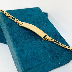 14K Gold Fille Baby ID Bracelet Figaro Link 5.5" Kids Bracelet / Pulsera Ninos